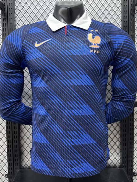 26/27 France Home Player Version Long Sleeve Soccer Jersey(embroidery star刺绣星)