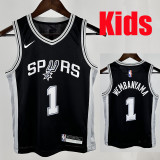 Sa Spurs WE MBANYAMA #1Black Kids Top Quality Hot Pressing NBA Jersey(童装)