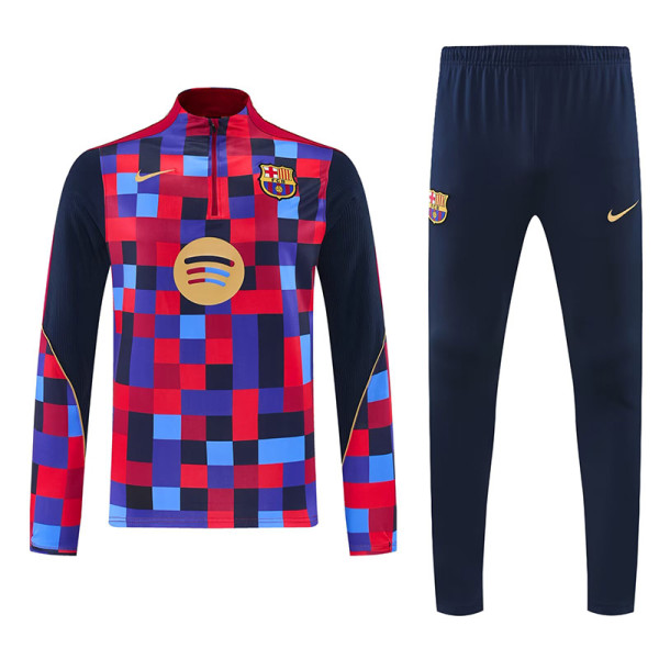 26/27 BAR Red&Blue Checkered Pattern Half Pull Tracksuit#  (半拉链)