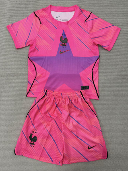 26/27 France Goalkeeper Pink Kids Soccer Jersey