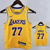 22/23 LAKERS DONCIC#77 Yellow Kids Top Quality Hot Pressing NBA Jersey(童装)