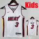 HEAT WADE #3 White KidsTop Quality Hot Pressing NBA Jersey(Ｖ领童装)