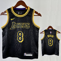 LAKERS BRYANT#8 Snakeskin Black Kids Top Quality Hot Pressing NBA Jersey(童装)