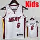 HEAT JAMES #6 White Kids Top Quality Hot Pressing NBA Jersey(V领童装)