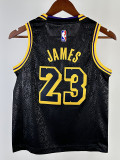LAKERS JAMES#23 Snakeskin Black Kids Top Quality Hot Pressing NBA Jersey(童装)