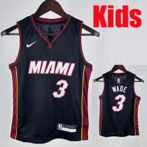 HEAT WADE #3 Black Kids Top Quality Hot Pressing NBA Jersey(Ｖ领童装)