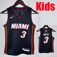 HEAT WADE #3 Black Kids Top Quality Hot Pressing NBA Jersey(Ｖ领童装)