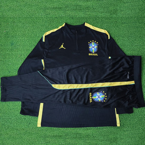 26/27 Brazil Black Player Version Half Pull Tracksuit  (半拉链)