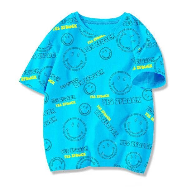 New Summer Boys' Cotton Short Sleeves Blue