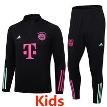 23-24 Bayern Black Kids Half Pull Tracksuit #E707(童装) (半拉链)