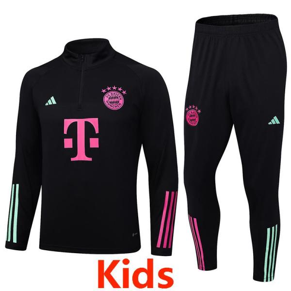 23-24 Bayern Black Kids Half Pull Tracksuit #E707(童装) (半拉链)