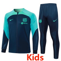 23-24 BAR Royal Blue Kids Jacket Tracksuit #E725 (童装)(绿色袖子)