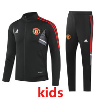 23-24 Man Utd Black Kids Jacket Tracksuit #E717(童装)