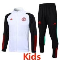 23-24 Man Utd White Kids Jacket Tracksuit #E716(童装)