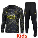 23-24 PSG Jordan Black Kids Half Pull Tracksuit #E698 (童装)(半拉链)