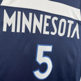 22-23 Timberwolves EDWAROS #5 Blue Top Quality Hot Pressing NBA Jersey