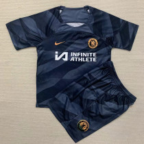 23-24 CHE Grey Black GoalKeeper Kids Soccer Jersey