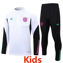 23-24 Bayern White Kids Half Pull Tracksuit E711(童装) (半拉链)