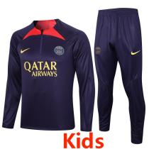 23-24 PSG Dark Purple Kids Half Pull Tracksuit #E694 (童装) (半拉链)