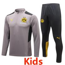 23-24 Dortmund Grey Kids Half Pull Tracksuit #E689 (童装) (半拉链)