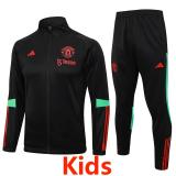 23-24 Man Utd Black Kids Jacket Tracksuit #E717(童装)