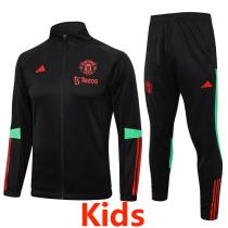 23-24 Man Utd Black Kids Jacket Tracksuit #E717(童装)