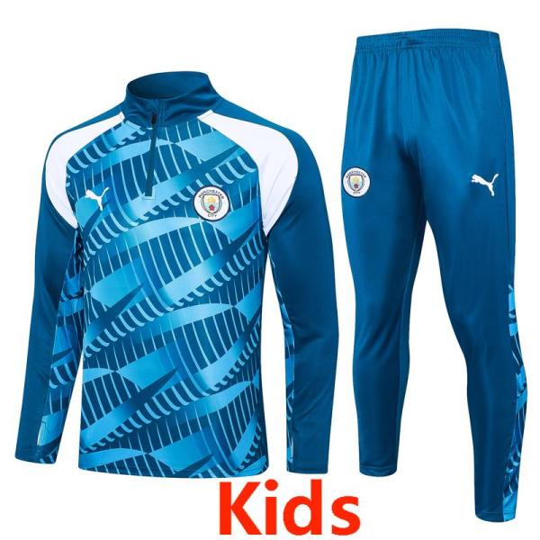 23-24 Man City Blue Kids Half Pull Tracksuit # E700 (童装)(半拉链)