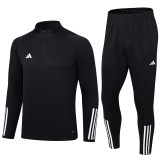 23-24 AD Black Kids Half Pull Tracksuit (童装) (半拉链)