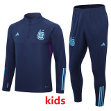 2023 Argentina Royal Blue Kids Half Pull Tracksuit (童装) (半拉链)