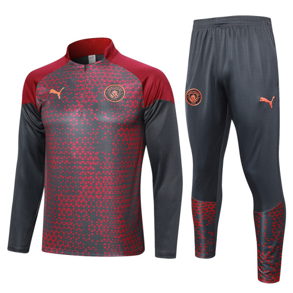 23-24 Man City Grey Red Half Pull Tracksuit #B724(半拉链)