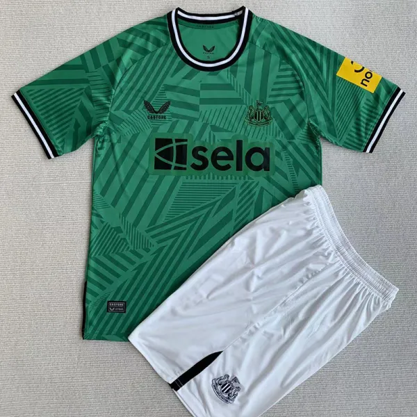 23-24 Newcastle Away Kids Soccer Jersey 带袖广告