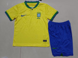 22-23 Brazil Home World Cup Kids Soccer Jersey