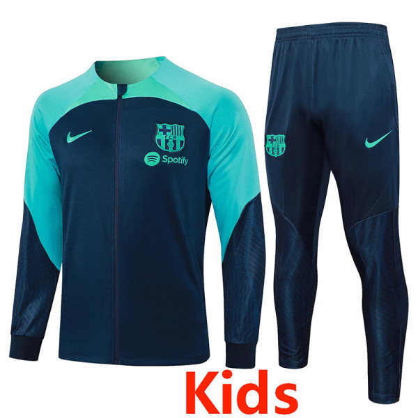 23-24 BAR Royal Blue Kids Jacket Tracksuit #E725 (童装)(绿色袖子)