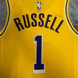 LAKERS RUSSELL #1 Yellow Top Quality Hot Pressing NBA Jersey(圆领)