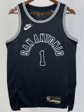 22-23 SA Spurs WEMBANYAMA #1 Black Top Quality Hot Pressing NBA Jersey (Retro Logo)