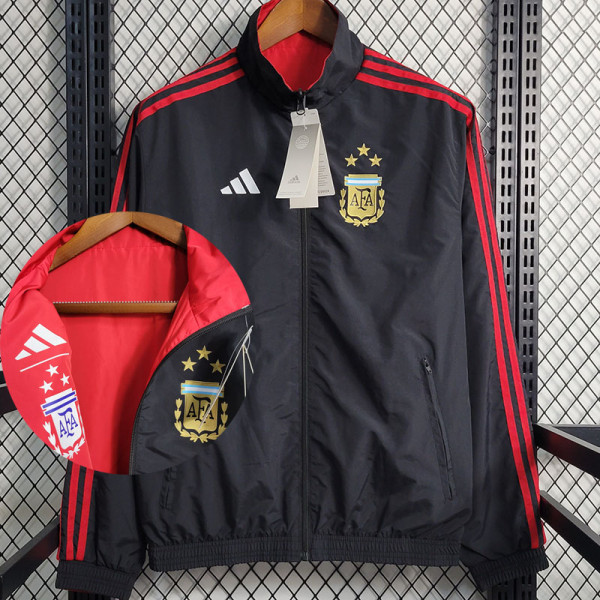 22-23 Argentina Black Red Double Sided Windbreaker 三星(双面风衣)