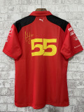 2023 F1 Ferrari #55 Polo Red Racing Suit(有领55号)