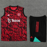 23-24 Man Utd Red Black Tank top and shorts suit