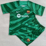 23-24 BAR Green GoalKeeper Kids Soccer Jersey