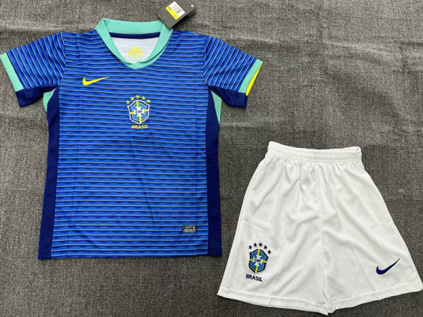 24-25 Brazil Away Kids Soccer Jersey