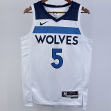 22-23 Timberwolves EDWAROS #5 White Top Quality Hot Pressing NBA Jersey