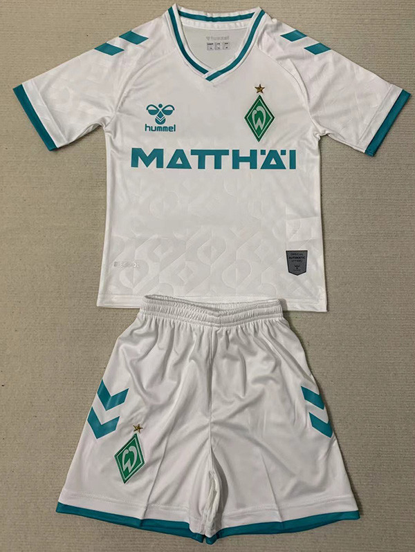 23-24 Werder Bremen Away Kids Soccer Jersey