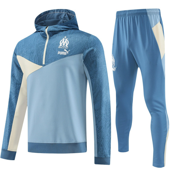 23-24 Marseille Blue Hoodie Jacket Tracksuit
