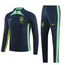 23-24 Brazil Royal blue Green Half Pull Tracksuit (半拉链)