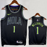 23-24 Pelicans MILLIAMSON #1 Black City Edition Top Quality Hot Pressing NBA Jersey