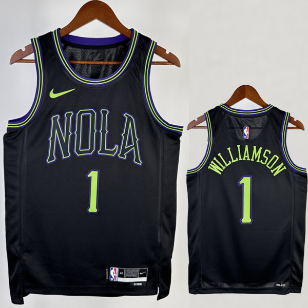 23-24 Pelicans MILLIAMSON #1 Black City Edition Top Quality Hot Pressing NBA Jersey