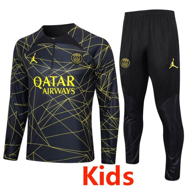 23-24 PSG Jordan Black Kids Half Pull Tracksuit #E698 (童装)(半拉链)