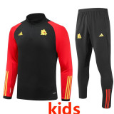 23-24 Roma Black Kids Half Pull Tracksuit (童装)(半拉链)