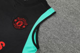 23-24 Man Utd Black Green Tank top and shorts suit
