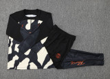 23-24 PSG Jordan Black Yellow Kids Half Pull Tracksuit #E782 (童装)(半拉链)